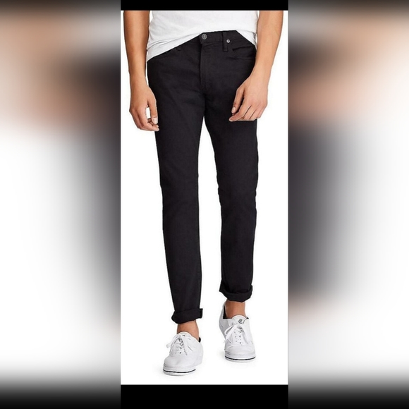 SOLD!! Polo Ralph Lauren Jeans Mens 36x32 Black Denim Sullivan Slim Stretch NWT! - Picture 2 of 12